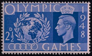 Známka připomínající olympijské hry v Londýně v roce 1948 od English School