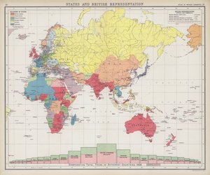 Zastoupení států a Velké Británie (barevná litografie) od English School