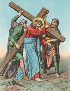 Stanice V Kristus S pomocí Šimona Kyrenejského nést kříž