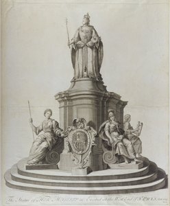 Socha královny Anny (1665-1714), publikoval 1713 od English School