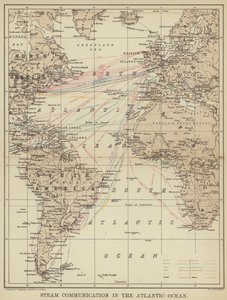 Parní komunikace v Atlantském oceánu (barevné litho) od English School