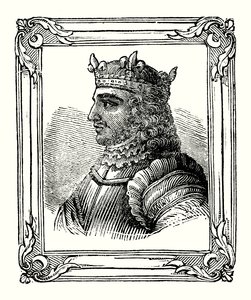 Štěpán se narodil v roce 1104, korunován v roce 1135 a zemřel v roce 1154 (rytina) od English School