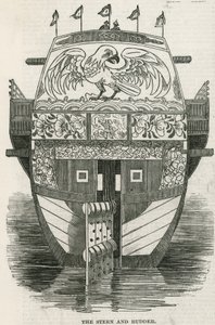 Záď a kormidlo z Chinese Junk přivezli do Londýna jako turistickou atrakci od English School