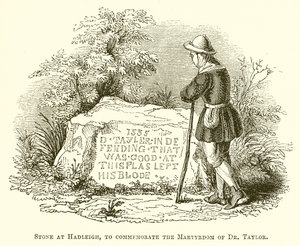 Stone at Hadleigh, na památku mučednické smrti Dr. Taylora od English School