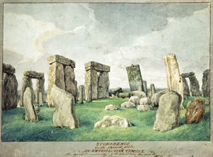 Stonehenge v jeho současném stavu, Anpedilunský chrám, 1821 (wc na papíře) od English School