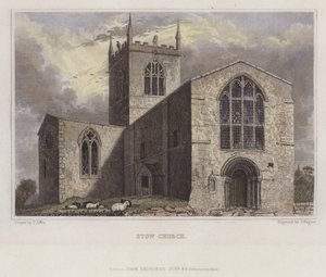 Stow Church, Lincolnshire (barevná rytina) od English School