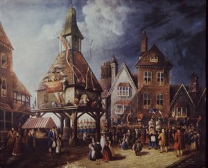 Stratford-on-Avon, Shakespearovo jubileum v roce 1769 u High Cross (barevné lito) od English School