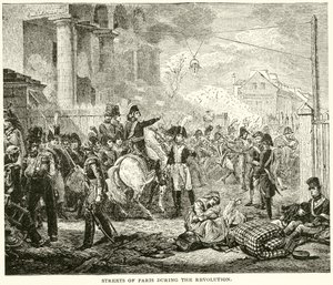 Ulice Paříže během revoluce (rytina) od English School