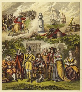 Stuartovci, Commonwealth a House of Orange; King James I, King Charles I, Oliver Cromwell, King Charles II, King James II, William and Mary, Queen Anne od English School