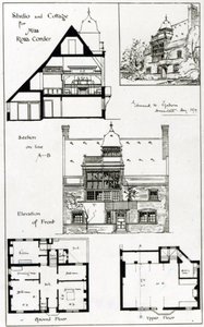 Studio a chata pro slečnu Rosu Corderovou, od The British Architect, 3. října 1879 od English School