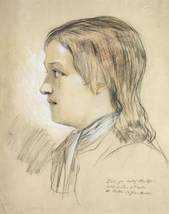 Studie pro hlavu Alexe Popea (1688-1744) úvod do Dryden, At Butlers Coffee House (tužka, křída a dřevěné uhlí na papíře) od English School