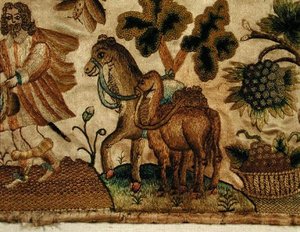 Pahýl zobrazující biblickou scénu, cca 1650 (detail) od English School
