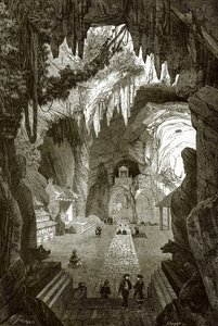 Podzemní buddhistický chrám v mramorových skalách u Touraine v Číně v Cochinu