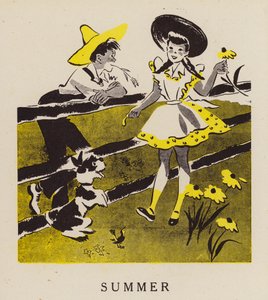 Léto (barevná litografie) od English School
