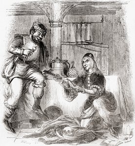 Sumpnour a Pardoner, ze staré Anglie: z knihy Old England: A Pictorial Museum, pub. 1847 od English School