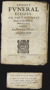 Různé pohřební elegie o předčasné smrti Jindřicha, prince z Walesu od English School