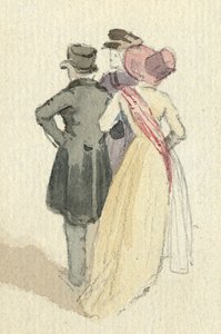 Tři postavy, asi 1825 (čb na papíře) od English School