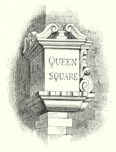 Tablety pro rohy ulic, Queen Square (rytina) od English School