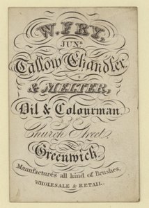 Tallow Chandler and Melter, W Fry, vizitka od English School