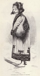 Potetovaná žena Ainu z Piratori, Japonsko (litho) od English School