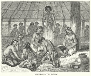 Den tetování na Samoe (rytina) od English School