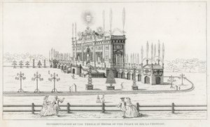 Chrám na počest míru z Aix la Chapelle 1749 od English School
