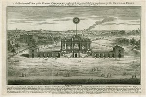 Chrám na počest míru z Aix la Chapelle 1749 od English School