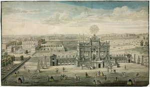 Chrám na počest míru z Aix la Chapelle 1749 od English School