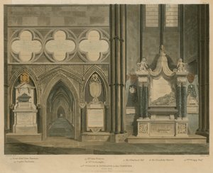 Desáté okno a vchod do kláštera, severní ulička, Westminster Abbey, Londýn od English School