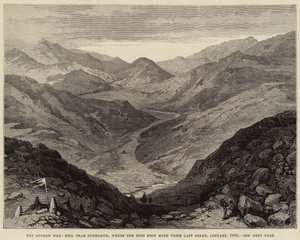 Afghánská válka, kopec u Gundamuku, kde 44th Foot udělali svou poslední obranu, leden 1842 (rytina) od English School