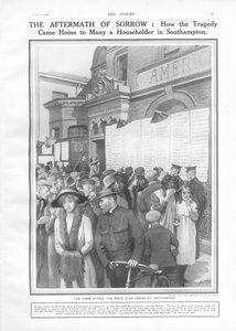 Následky smutku: Jak se tragédie vrátila mnoha domácnostem v Southamptonu, z The Sphere, 27. dubna 1912 od English School