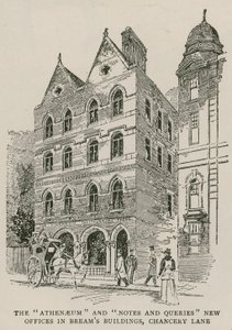 Nové kanceláře The Athenaeum a Notes and Queries v Breams Buildings, Chancery Lane, Londýn od English School