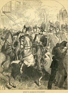 Pokus o atentát na francouzského krále Ludvíka Filipa, ilustrace převzata z Cassells Illustrated History of England, 18571858 od English School