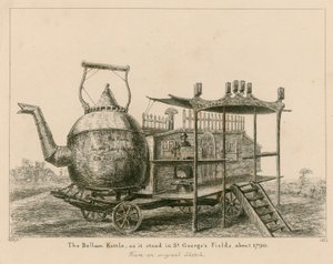 Balloon Kettle, jak stála v St Georges Fields, Londýn, kolem roku 1790 od English School
