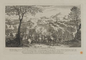 Bitva o Culloden, poblíž Inverness ve Skotsku, publikoval Bowles a Carver, 1746 od English School