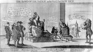 The Bawd of the Nation, neboli způsob, jak zbohatnout, publikoval Matthew Darly, 1757 od English School
