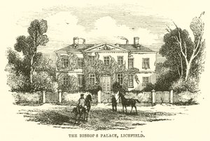 Biskupský palác, Lichfield (rytina) od English School