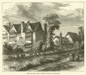Černobílý dům, Hackney (rytina) od English School