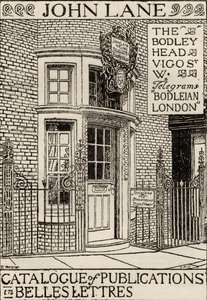 The Bodley Head Publishing House, ilustrace přední obálky z katalogu publikací v Belles Lettres od English School