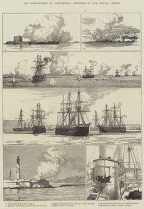 Bombardování Alexandrie (rytina) od English School