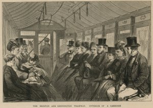 Brixton a Kennington Tramway - interiér kočáru od English School