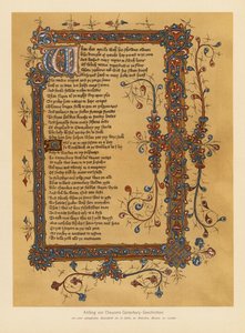 Canterburské povídky Geoffreyho Chaucera (barevná litografie) od English School