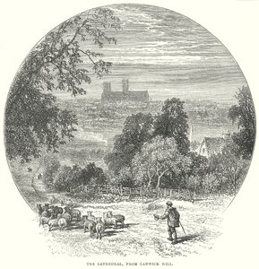 Die Kathedrale, von Canwick Hill (Gravur)