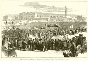 Schůze chartistů na Kennington Common, 1848 od English School