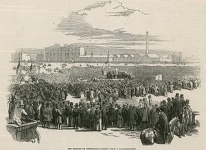 Chartistické setkání na Kennington Common v roce 1848 od English School