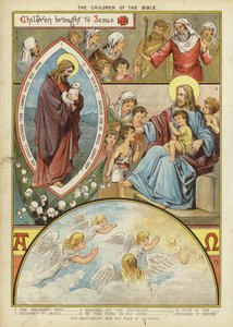 Děti Bible: Děti přivedené k Ježíši (chromolitho) od English School