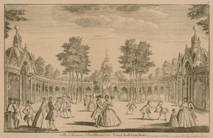 Čínské pavilony ve Vauxhall Gardens v Londýně od English School