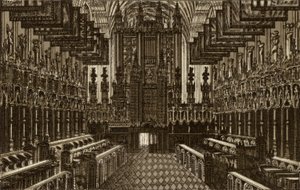 Sbor, při pohledu na západ, kaple svatého Jiří, Windsor (litho) od English School