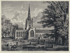 Kostel Nejsvětější Trojice, Stratford-upon-Avon, North Side (rytina) od English School