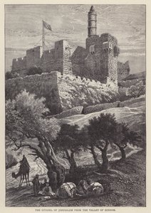 Citadela Jeruzaléma z údolí Hinnom (rytina) od English School